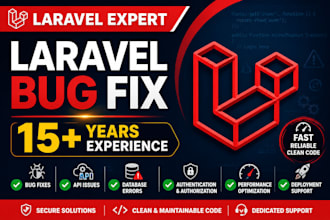 fix laravel bugs, errors, authentication, API and db issues