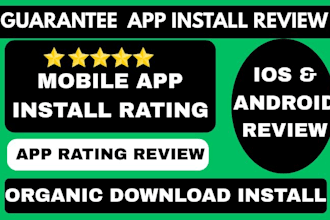 targeted 9000 mobile app install rating review, IOS app, mobile game promotion