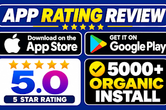 targeted 9000 mobile app install rating review, IOS app, mobile game promotion