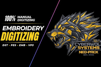 do professional embroidery digitizing for logo, cap, and 3d puff in wilcom