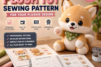 create a custom plush toy sewing pattern for your plushie design