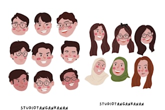 draw flat design avatar for streamers, gamers  and creators