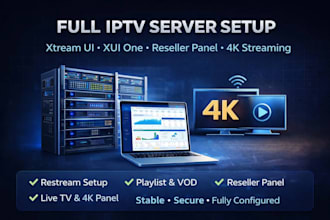 create iptv panel with stable server, strong8k 4k, lion ott, mega ott, trex