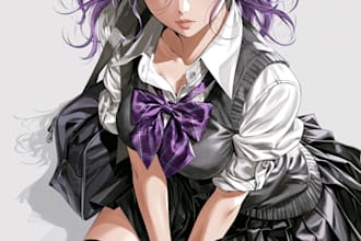 anime character an illustration and anime character