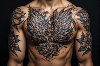 do floral and minimalist tattoo design