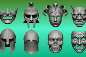sculpt 3d mask, helmet, oni mask, halloween cosplay model stl for 3d printing