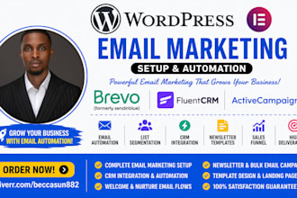setup wordpress email marketing with brevo, fluentcrm, activecampaign automation