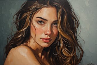 make artistic oil painting on oil canvas