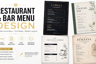 design your restaurant or bar menu in canva, menu design ristorante e bar