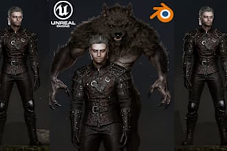 do 3d realistic aaa characters unreal engine 5 rpg, fps survival game character