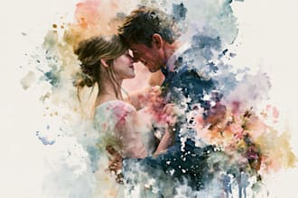 draw your wedding venue photo in watercolor illustration