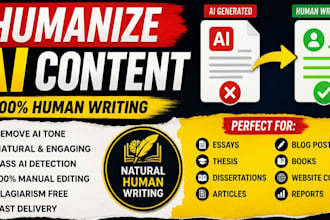 rewrite ai content, humanize chat gpt essays, edit ebooks, offer zero plagiarism