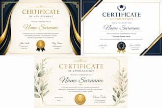 do professional certificate design for awards, courses,
