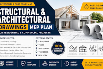 design structural and architectural drawings mep plan in california tx wi tn ny