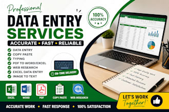 do accurate data entry, copy paste, typing and web research