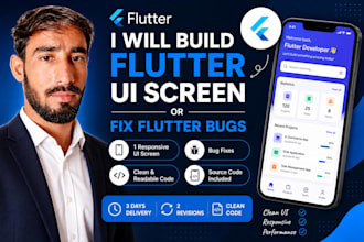 build a responsive flutter UI screen or fix flutter bugs
