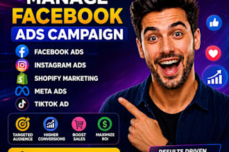 manage facebook ads campaign instagram ads shopify meta ads marketing tiktok ad