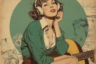 design vintage punk album cover design, retro indie rock artwork
