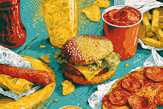 draw food pop art of your food pop art illustration