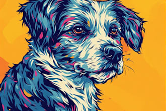 make a colorful animal pop art and portraits art for you