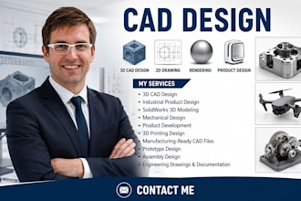 do 3d cad design, product design and soildworks modeling for manufacturing