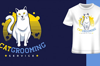 design eye catching pet grooming t shirt logo