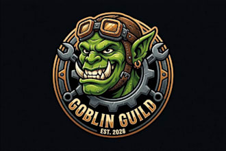 do amazing war craft goblin mascot logo design