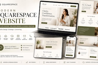 build modern squarespace website for life coaches wellness online course creator