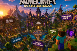 create minecraft lobbies, villages, worldedit builds, and datapack