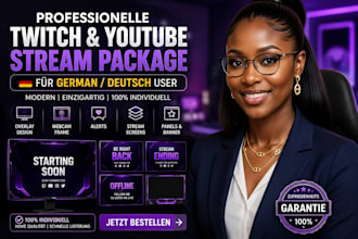 design twitch overlay youtube stream package for german deutsch users pitch deck