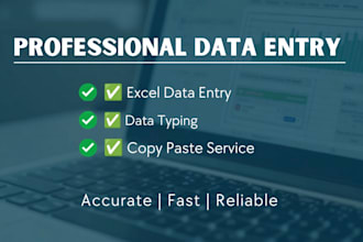 do data entry, microsoft excel, PDF to excel, and copy typing