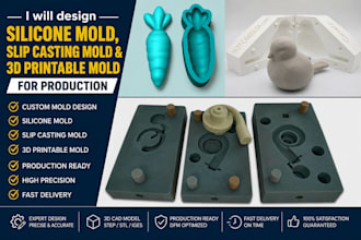 design silicone mold slip casting mold and 3d printable mold for production