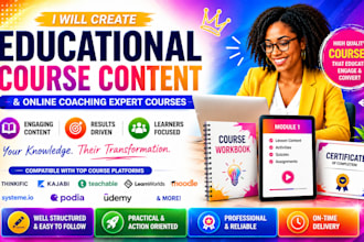 create advance educational course, online coaching, course content creator
