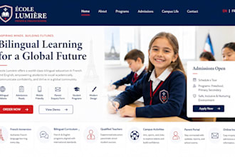 design wix french school website multilingual school bilingual school website