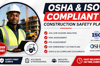 osha and iso compliant construction safety plan, jha, risk, ppe assessment, eap