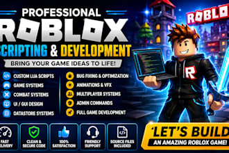 do roblox scripting, lua coding, bug fix, ui, game systems, roblox developer