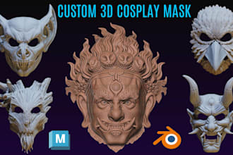design wearable 3d cosplay mask oni mask anime 3d mask model stl for 3d printing
