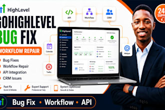 fix gohighlevel bugs, workflows, API integration, calendar and CRM issues