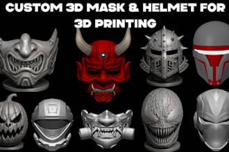 sculpt 3d cosplay mask wearable 3d helmet haloween mask stl file for 3d printing