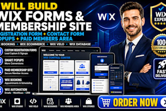 build wix site registration form, popup and contact form, paid membership site