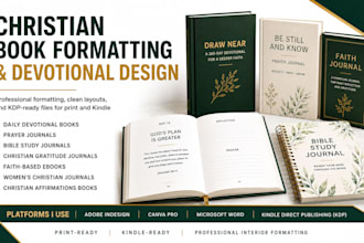 design and format christian ebooks, prayer journals and daily devotion books