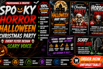 create spooky horror halloween christmas party event flyer design scary voice