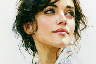 paint a portrait in traditional watercolor technique