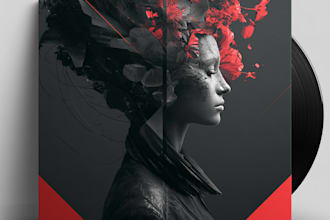 illustrate album cover art, single cover art in handrawn