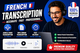 provide accurate french audio and video transcription in 24 hours