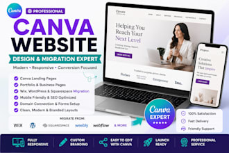 design canva website migrate wix wordpress squarespace portfolio website