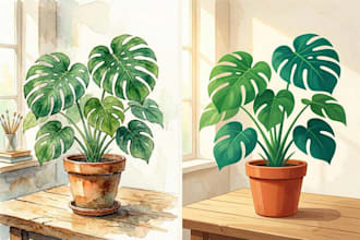 create watercolor and digital illustrations