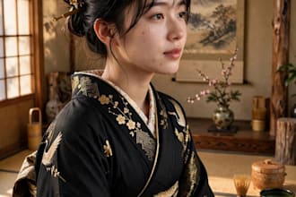 create 10 ultra realistic japanese kimono fashion ai photos