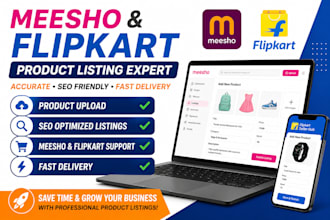 upload and optimize product listings on meesho and flipkart