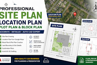 draw site plan, location plan, from google maps in autocad and block plan